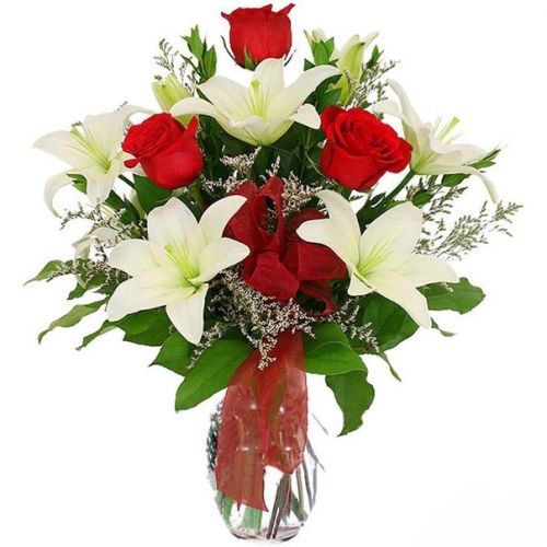 Букет "Рапунцель" с розами и лилиями - купить с доставкой по Алексину