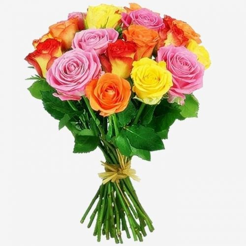 Купить 15 разноцветных роз с доставкой по Алексину